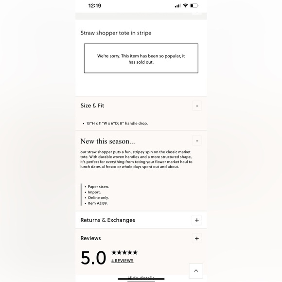 J.Crew NWOT straw shopper tote in stripe Top Rated AZ139 - Picture 2 of 8